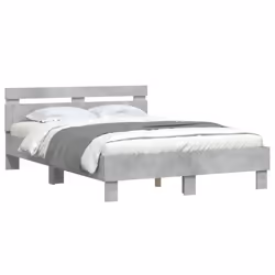 vidaXL Bed Frame with Headboard and LED Bed Base Bedstead Matress Foundation - concrete grey, 120 x 190 cm - Additional view 2