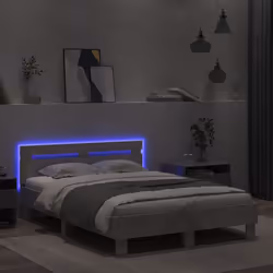 vidaXL Bed Frame with Headboard and LED Bed Base Bedstead Matress Foundation - concrete grey, 120 x 190 cm - Additional view 4