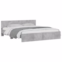 vidaXL Bed Frame with Headboard and LED Bed Base Mattress Foundation Bedstead - concrete grey, 200 x 200 cm - Additional view 4