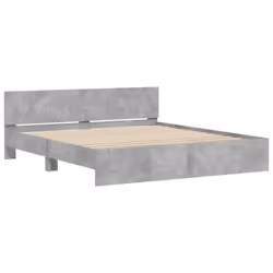 vidaXL Bed Frame with Headboard and LED Bed Base Mattress Foundation Bedstead - concrete grey, 200 x 200 cm - Additional view 5