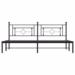 vidaXL Metal Bed Frame Home Bedroom Bed Base Mattress Foundation Bedstead - black, 200 x 200 cm/with headboard - Additional view 4