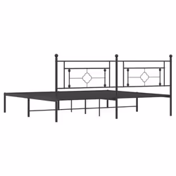 vidaXL Metal Bed Frame Home Bedroom Bed Base Mattress Foundation Bedstead - black, 200 x 200 cm/with headboard - Additional view 6
