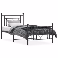 vidaXL Metal Bed Frame Home Bedroom Bed Base Mattress Foundation Bedstead - black, 90 x 190 cm/with headboard & footboard - Additional view 2