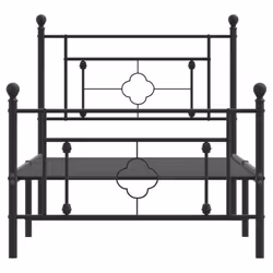 vidaXL Metal Bed Frame Home Bedroom Bed Base Mattress Foundation Bedstead - black, 90 x 190 cm/with headboard & footboard - Additional view 4
