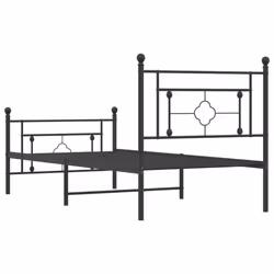 vidaXL Metal Bed Frame Home Bedroom Bed Base Mattress Foundation Bedstead - black, 90 x 190 cm/with headboard & footboard - Additional view 6