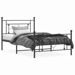 vidaXL Metal Bed Frame Home Bedroom Bed Base Mattress Foundation Bedstead - black, 107 x 203 cm/with headboard & footboard - Additional view 2