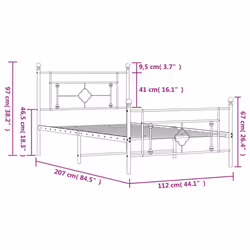 vidaXL Metal Bed Frame Home Bedroom Bed Base Mattress Foundation Bedstead - black, 107 x 203 cm/with headboard & footboard - Additional view 3