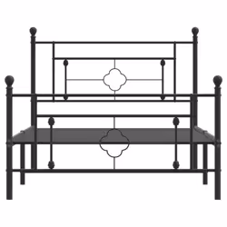 vidaXL Metal Bed Frame Home Bedroom Bed Base Mattress Foundation Bedstead - black, 107 x 203 cm/with headboard & footboard - Additional view 4