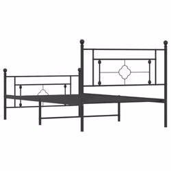 vidaXL Metal Bed Frame Home Bedroom Bed Base Mattress Foundation Bedstead - black, 107 x 203 cm/with headboard & footboard - Additional view 6