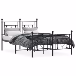 vidaXL Metal Bed Frame Home Bedroom Bed Base Mattress Foundation Bedstead - black, 120 x 190 cm/with headboard & footboard - Additional view 2