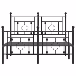 vidaXL Metal Bed Frame Home Bedroom Bed Base Mattress Foundation Bedstead - black, 120 x 190 cm/with headboard & footboard - Additional view 4