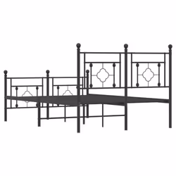 vidaXL Metal Bed Frame Home Bedroom Bed Base Mattress Foundation Bedstead - black, 120 x 190 cm/with headboard & footboard - Additional view 6