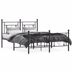 vidaXL Metal Bed Frame Home Bedroom Bed Base Mattress Foundation Bedstead - black, 135 x 190 cm/with headboard & footboard - Additional view 2
