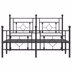 vidaXL Metal Bed Frame Home Bedroom Bed Base Mattress Foundation Bedstead - black, 140 x 190 cm/with headboard & footboard - Additional view 4