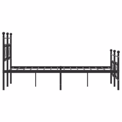 vidaXL Metal Bed Frame Home Bedroom Bed Base Mattress Foundation Bedstead - black, 140 x 190 cm/with headboard & footboard - Additional view 5