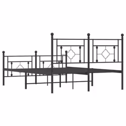 vidaXL Metal Bed Frame Home Bedroom Bed Base Mattress Foundation Bedstead - black, 140 x 190 cm/with headboard & footboard - Additional view 6