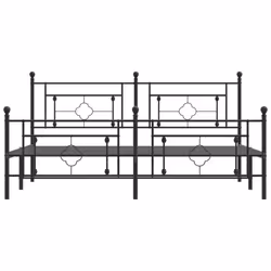 vidaXL Metal Bed Frame Home Bedroom Bed Base Mattress Foundation Bedstead - black, 183 x 213 cm/with headboard & footboard - Additional view 4
