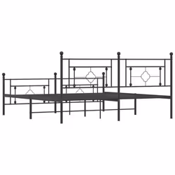 vidaXL Metal Bed Frame Home Bedroom Bed Base Mattress Foundation Bedstead - black, 183 x 213 cm/with headboard & footboard - Additional view 6