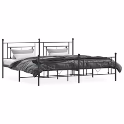vidaXL Metal Bed Frame Home Bedroom Bed Base Mattress Foundation Bedstead - black, 193 x 203 cm/with headboard & footboard - Additional view 2