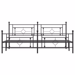 vidaXL Metal Bed Frame Home Bedroom Bed Base Mattress Foundation Bedstead - black, 193 x 203 cm/with headboard & footboard - Additional view 4
