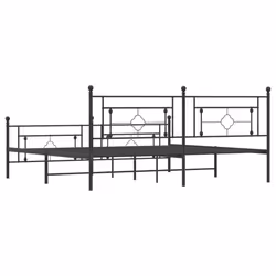 vidaXL Metal Bed Frame Home Bedroom Bed Base Mattress Foundation Bedstead - black, 193 x 203 cm/with headboard & footboard - Additional view 6