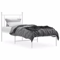 vidaXL Metal Bed Frame Home Bedroom Bed Base Mattress Foundation Bedstead - white, 80 x 200 cm/with headboard - Additional view 2