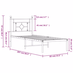 vidaXL Metal Bed Frame Home Bedroom Bed Base Mattress Foundation Bedstead - white, 80 x 200 cm/with headboard - Additional view 3
