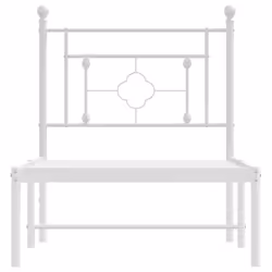 vidaXL Metal Bed Frame Home Bedroom Bed Base Mattress Foundation Bedstead - white, 80 x 200 cm/with headboard - Additional view 4