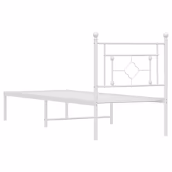 vidaXL Metal Bed Frame Home Bedroom Bed Base Mattress Foundation Bedstead - white, 80 x 200 cm/with headboard - Additional view 6