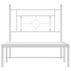 vidaXL Metal Bed Frame Home Bedroom Bed Base Mattress Foundation Bedstead - white, 90 x 200 cm/with headboard - Additional view 4