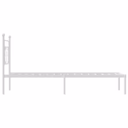 vidaXL Metal Bed Frame Home Bedroom Bed Base Mattress Foundation Bedstead - white, 90 x 200 cm/with headboard - Additional view 5