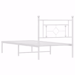 vidaXL Metal Bed Frame Home Bedroom Bed Base Mattress Foundation Bedstead - white, 90 x 200 cm/with headboard - Additional view 6