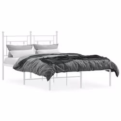vidaXL Metal Bed Frame Home Bedroom Bed Base Mattress Foundation Bedstead - white, 120 x 190 cm/with headboard - Additional view 2