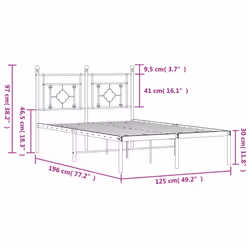 vidaXL Metal Bed Frame Home Bedroom Bed Base Mattress Foundation Bedstead - white, 120 x 190 cm/with headboard - Additional view 3