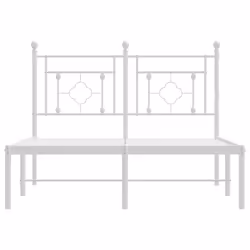 vidaXL Metal Bed Frame Home Bedroom Bed Base Mattress Foundation Bedstead - white, 120 x 190 cm/with headboard - Additional view 4