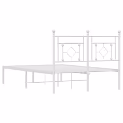 vidaXL Metal Bed Frame Home Bedroom Bed Base Mattress Foundation Bedstead - white, 120 x 190 cm/with headboard - Additional view 6