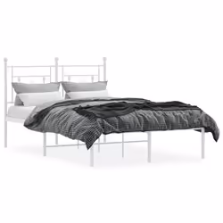 vidaXL Metal Bed Frame Home Bedroom Bed Base Mattress Foundation Bedstead - white, 120 x 200 cm/with headboard - Additional view 2