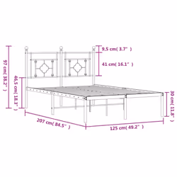 vidaXL Metal Bed Frame Home Bedroom Bed Base Mattress Foundation Bedstead - white, 120 x 200 cm/with headboard - Additional view 3
