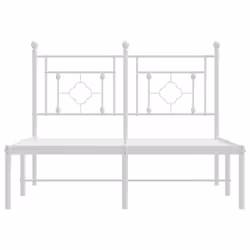 vidaXL Metal Bed Frame Home Bedroom Bed Base Mattress Foundation Bedstead - white, 120 x 200 cm/with headboard - Additional view 4