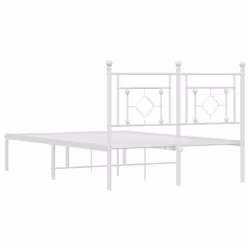 vidaXL Metal Bed Frame Home Bedroom Bed Base Mattress Foundation Bedstead - white, 120 x 200 cm/with headboard - Additional view 6