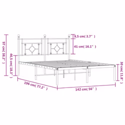 vidaXL Metal Bed Frame Home Bedroom Bed Base Mattress Foundation Bedstead - white, 135 x 190 cm/with headboard - Additional view 10