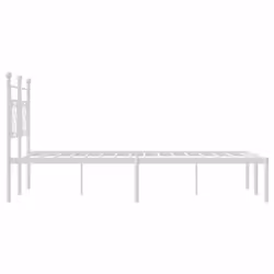 vidaXL Metal Bed Frame Home Bedroom Bed Base Mattress Foundation Bedstead - white, 135 x 190 cm/with headboard - Additional view 5