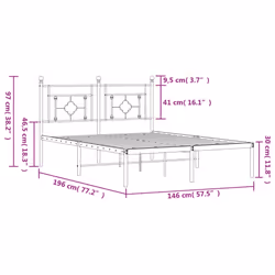 vidaXL Metal Bed Frame Home Bedroom Bed Base Mattress Foundation Bedstead - white, 140 x 190 cm/with headboard - Additional view 10