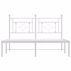 vidaXL Metal Bed Frame Home Bedroom Bed Base Mattress Foundation Bedstead - white, 140 x 190 cm/with headboard - Additional view 4