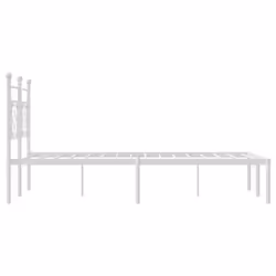 vidaXL Metal Bed Frame Home Bedroom Bed Base Mattress Foundation Bedstead - white, 140 x 190 cm/with headboard - Additional view 5