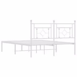 vidaXL Metal Bed Frame Home Bedroom Bed Base Mattress Foundation Bedstead - white, 140 x 190 cm/with headboard - Additional view 6
