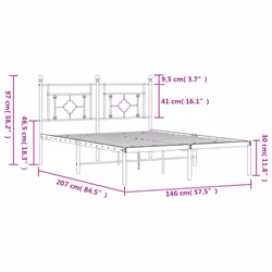 vidaXL Metal Bed Frame Home Bedroom Bed Base Mattress Foundation Bedstead - white, 140 x 200 cm/with headboard - Additional view 10