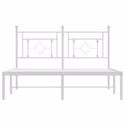 vidaXL Metal Bed Frame Home Bedroom Bed Base Mattress Foundation Bedstead - white, 140 x 200 cm/with headboard - Additional view 4