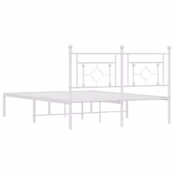 vidaXL Metal Bed Frame Home Bedroom Bed Base Mattress Foundation Bedstead - white, 140 x 200 cm/with headboard - Additional view 6
