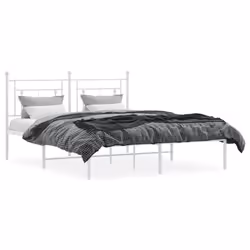 vidaXL Metal Bed Frame Home Bedroom Bed Base Mattress Foundation Bedstead - with headboard, 150 x 200 cm - Additional view 2